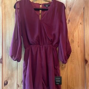 Lulus Maroon Romper w/ Slit Sleeves